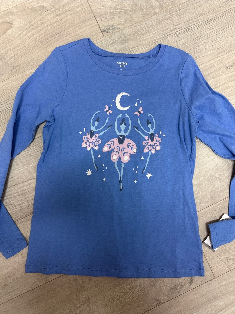 Carter's Blue Long-Sleeve Ballerina Tee with Pink Accents